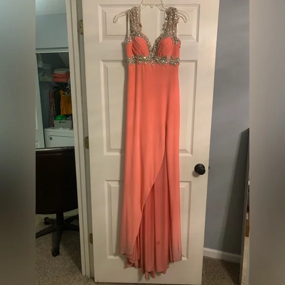 tony bowls orange prom dress Tony Bowls prom/pageant gown